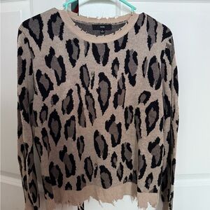 Fate Leopard Print Sweater - Black and Tan
